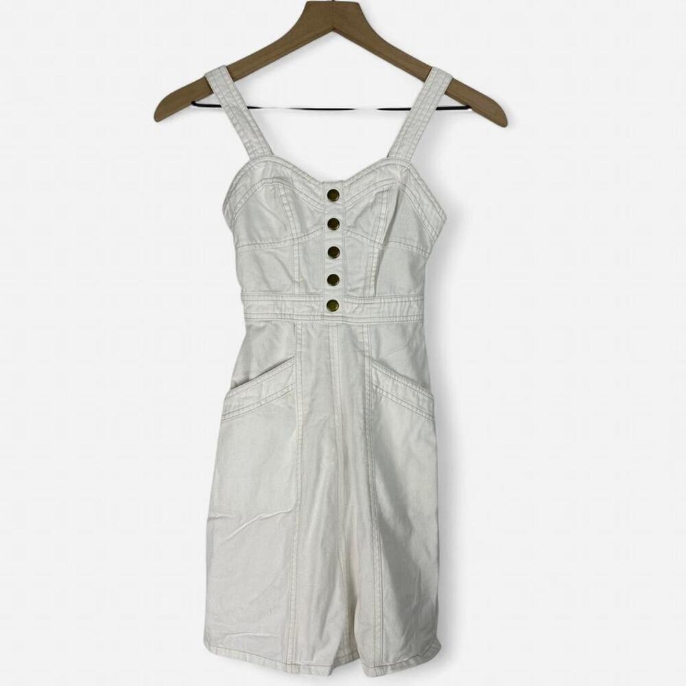 Japna white cotton button front mini dress cottagecore sundress XXS